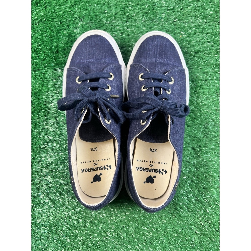 Superga X Jennifer Mayer Collab Navy Denim Sneakers 37.5 US 7 EUC Shoes - Picture 5 of 8
